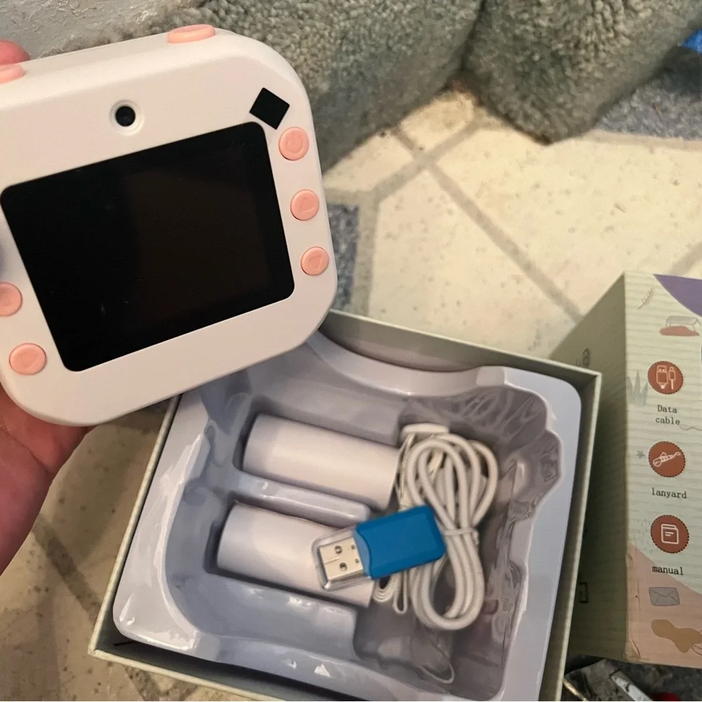 Kids Instant Print Camera - Pink & White